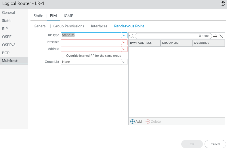 Static RP configuration.